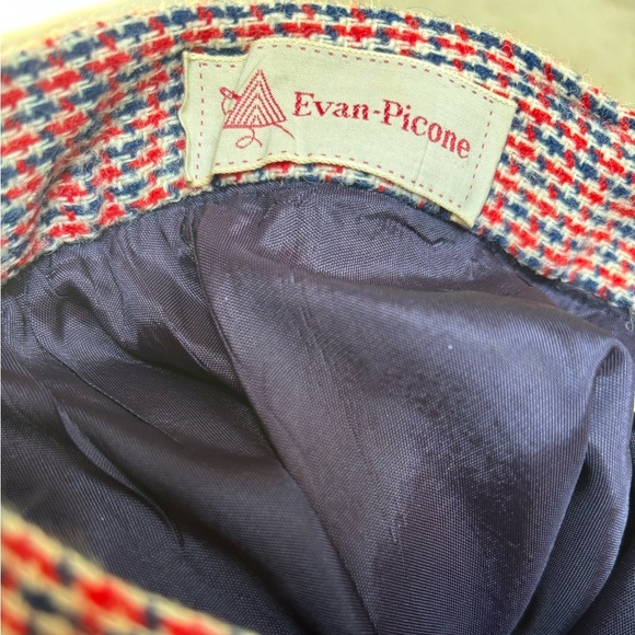 EVAN PICONE VINTAGE WOOL A-LINE RED & BLUE HOUNDSTOOTH RETRO CLASSIC SKIRT SZ 8 - Picture 6 of 10